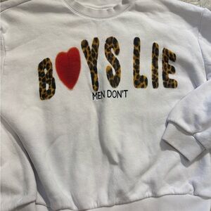 Boys Lie White Sweater with Red and Leopard Print